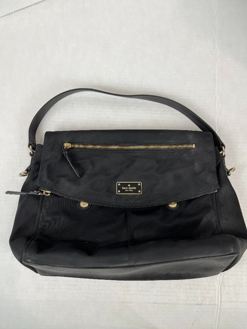Women's Black Nylon Kate Spade shoulder bag, 15" x 11" x 4"